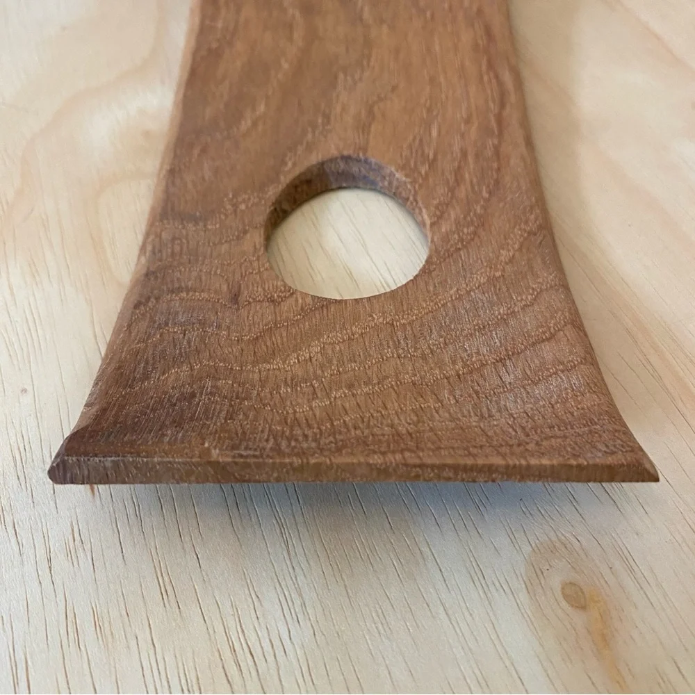 Curved Sleek Sculptural Modern Carved Wood Counter Balance Wine Bottle‎ Holder